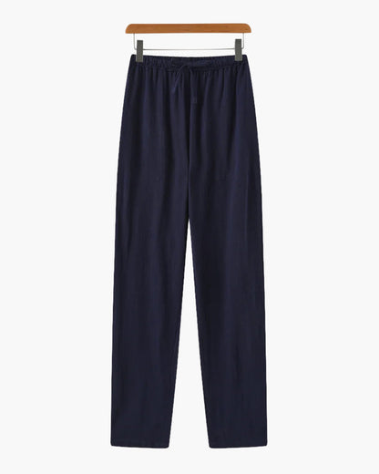 Adrian | Pantalones de lino ligeros para hombre, corte slim fit, con cordón para el verano