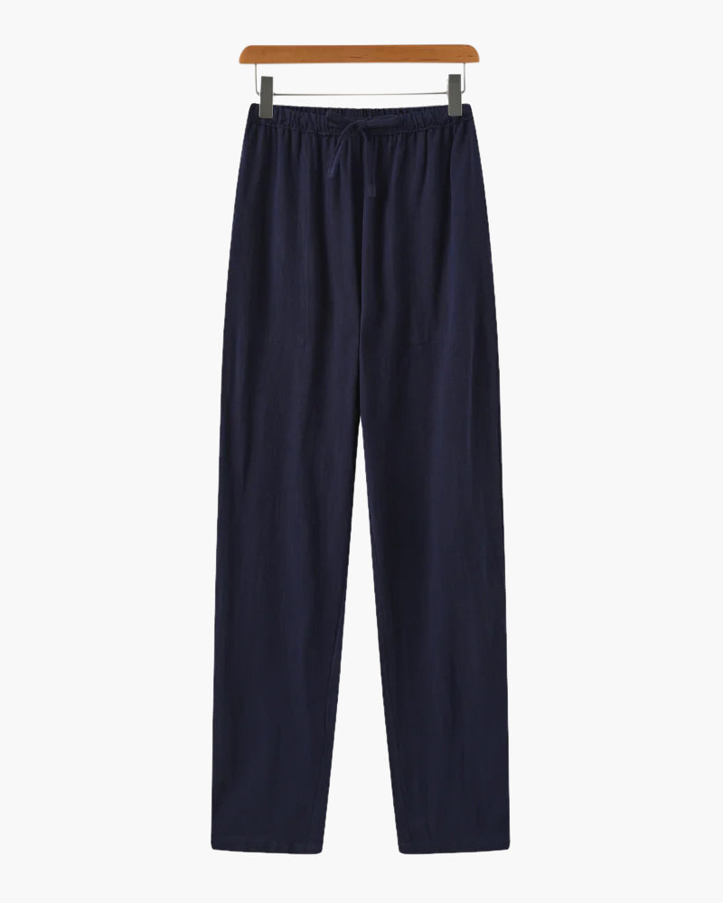 Adrian | Pantalones de lino ligeros para hombre, corte slim fit, con cordón para el verano