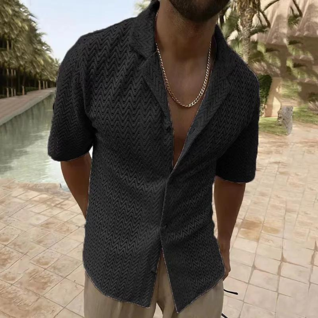 Luca | Camisa de punto abierta con vibras retro y un toque moderno