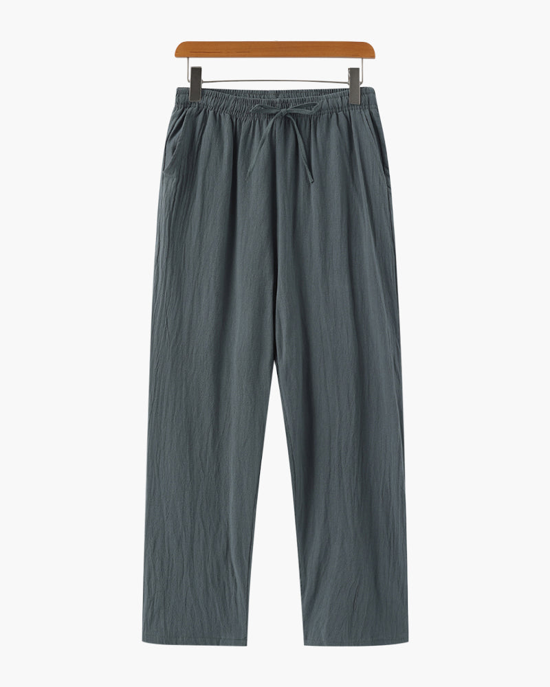 Jose | Pantalón de lino de corte holgado para el verano con cordón