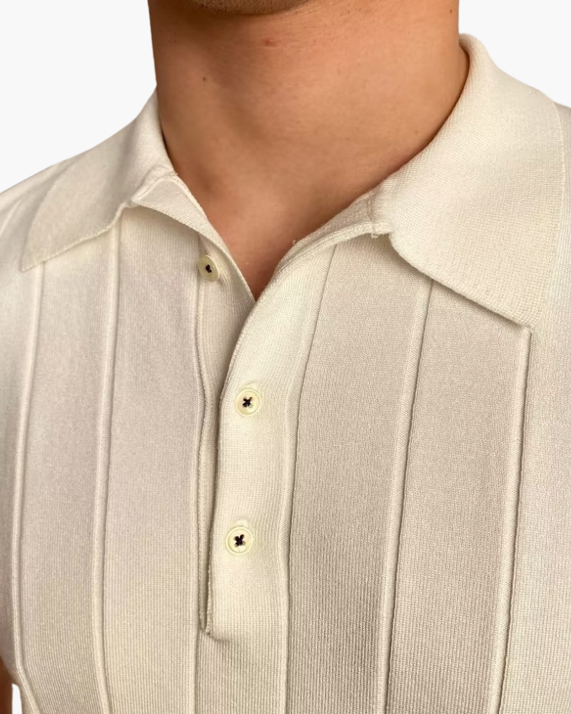 Ian | Camiseta polo de punto slim fit para hombres, estilo business casual con patrón acanalado