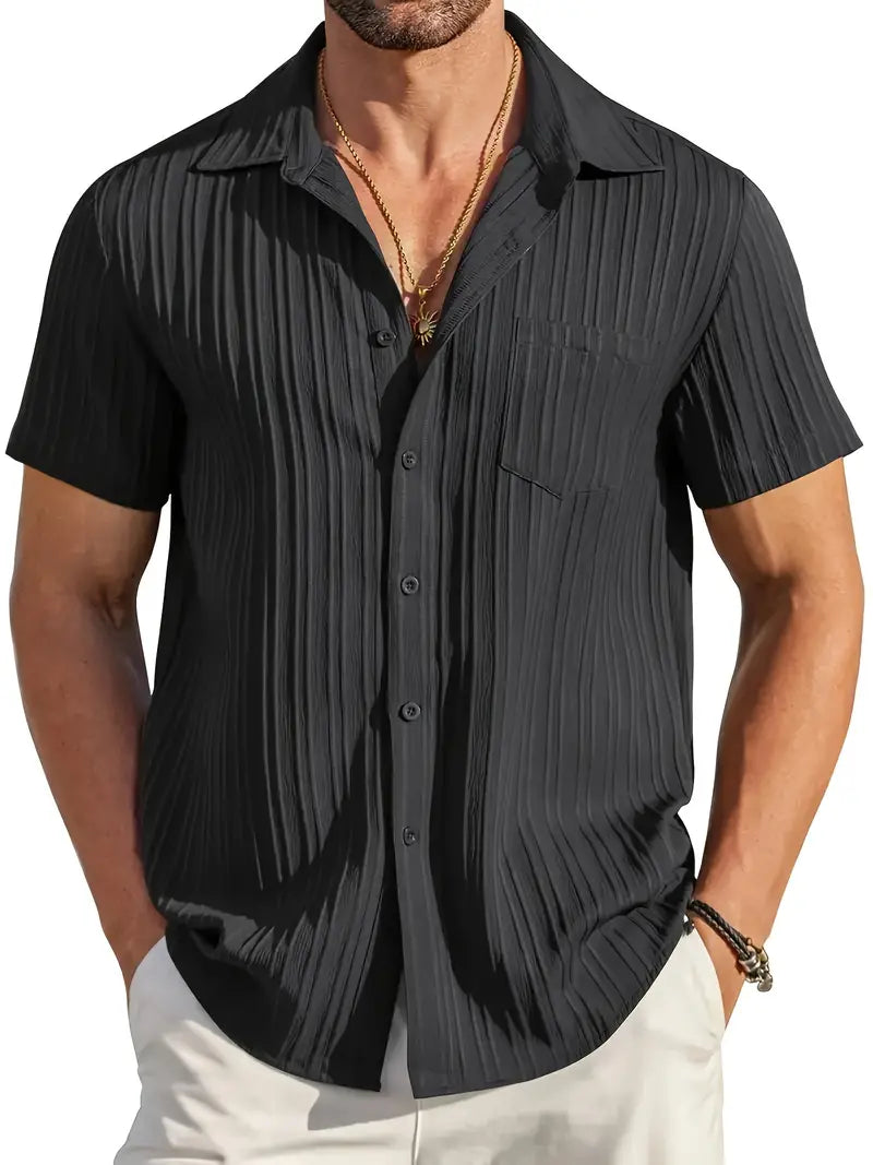 Ethan | Camisa de verano de manga corta con pliegues ligera