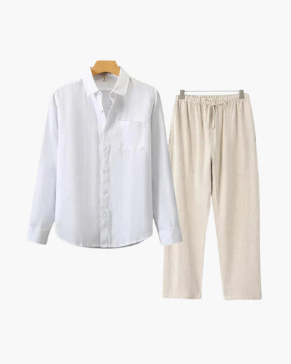 Christopher | Camisa de Manga Larga & Pantalón Conjunto de Lino para Hombre