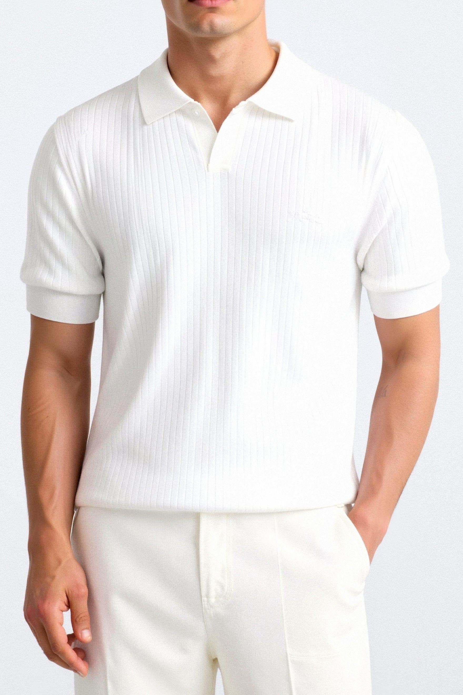 Camiseta polo de hombre de canalé con mangas cortas – Elegante y Atemporal
