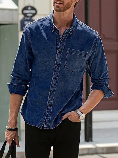 Daniel | Camisa de mezclilla de manga larga informal con un look clásico