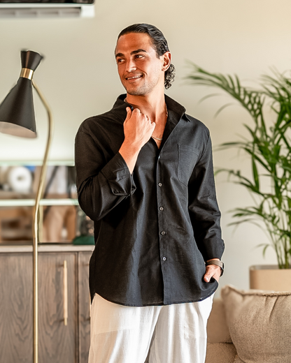 Kai | Camisa de lino de manga larga ligera para hombres en verano