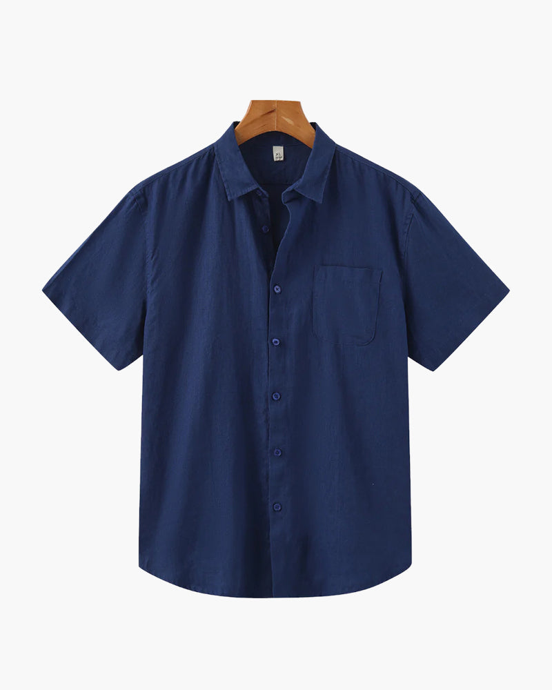 Isaiah | Camisa de lino de manga corta para hombres con bolsillo en el pecho