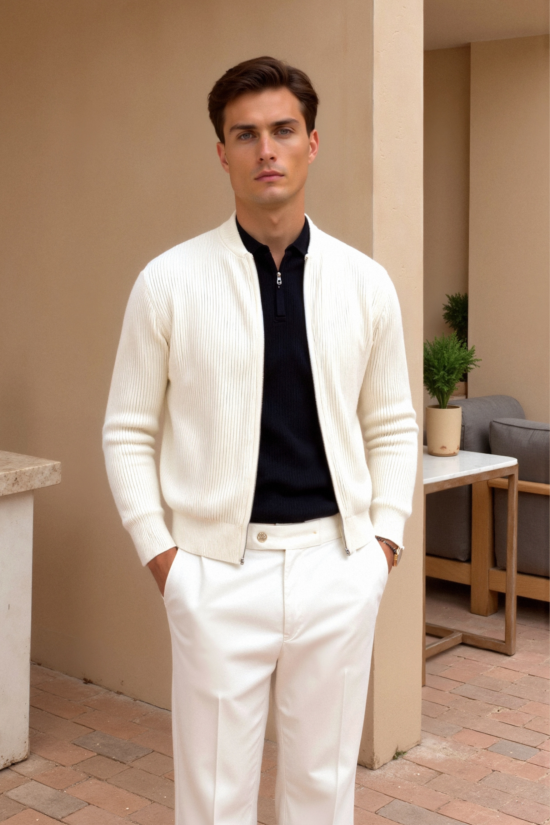 Elegante Chaqueta de Punto Minimalista con Cremallera | Estilo y Comodidad Unificados