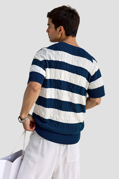 Suéter a rayas para hombre con mangas cortas – Elegante y Cómodo
