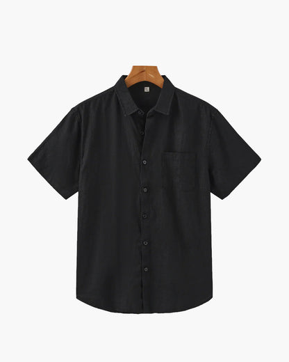 Isaiah | Camisa de lino de manga corta para hombres con bolsillo en el pecho