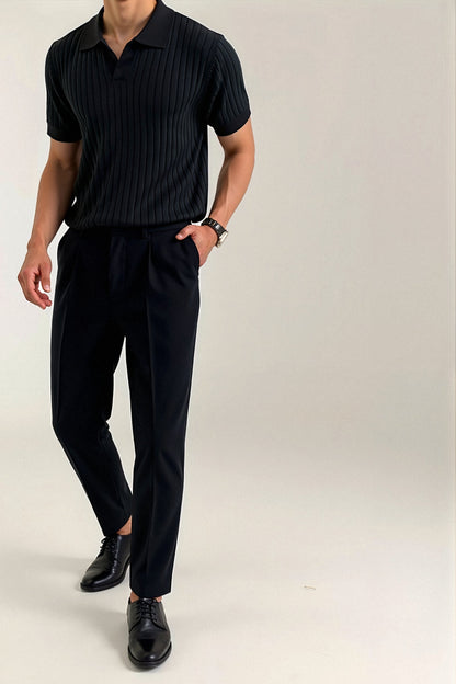 Camiseta polo de hombre de canalé con mangas cortas – Elegante y Atemporal
