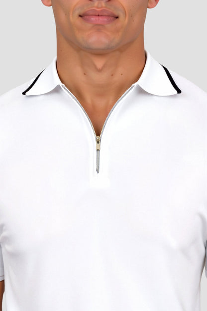 Camisa polo clásica con cremallera y detalles en contraste