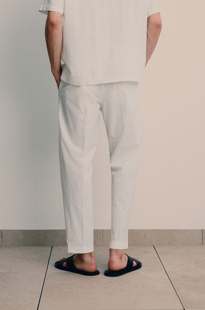Francesco | Pantalón Chino para Hombre en Blanco Crema con Cinturilla Ajustable