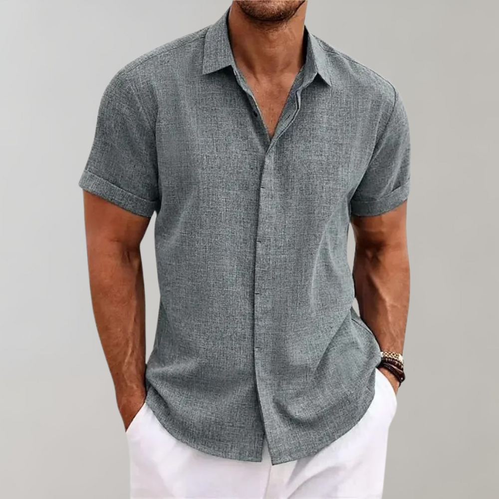 Lucas | Camisa de manga corta veraniega con fina estructura