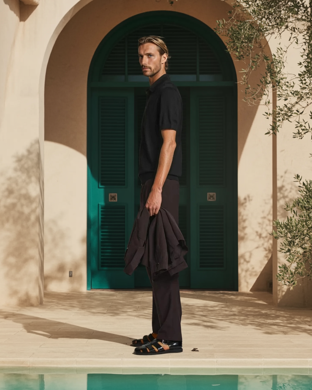 Poloshirt de punto de seda – Negro