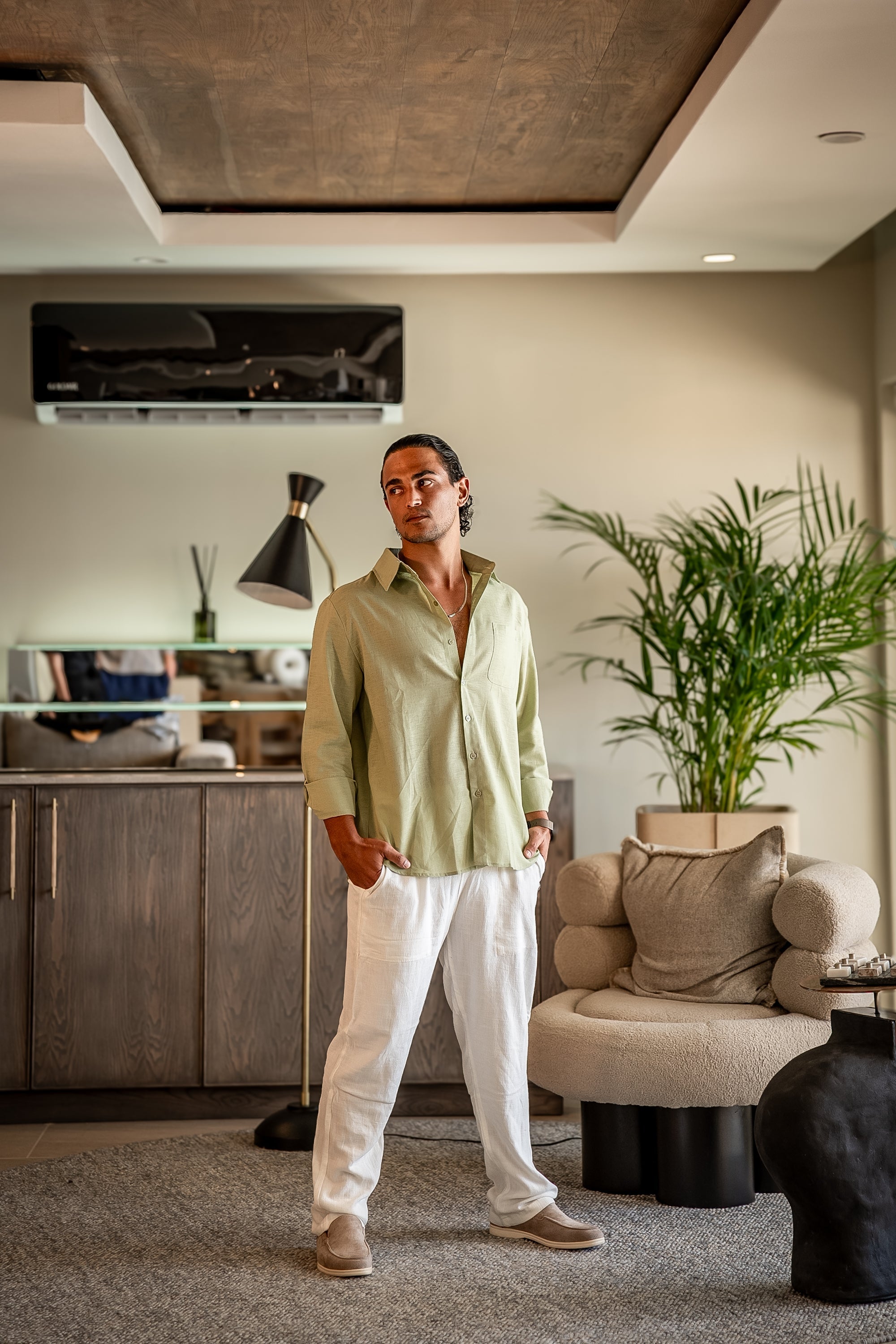 Christopher | Camisa de Manga Larga & Pantalón Conjunto de Lino para Hombre