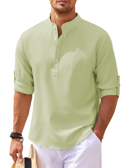 William | Camisa Henley de rayas con cuello alto y botones