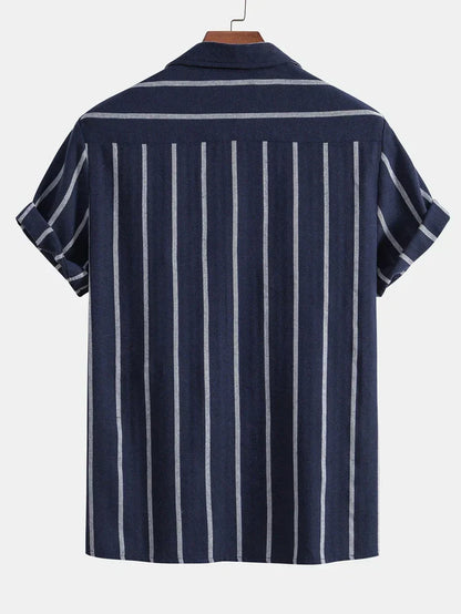 Conjunto de verano clásico para hombres con rayas | Camisa y pantalones cortos