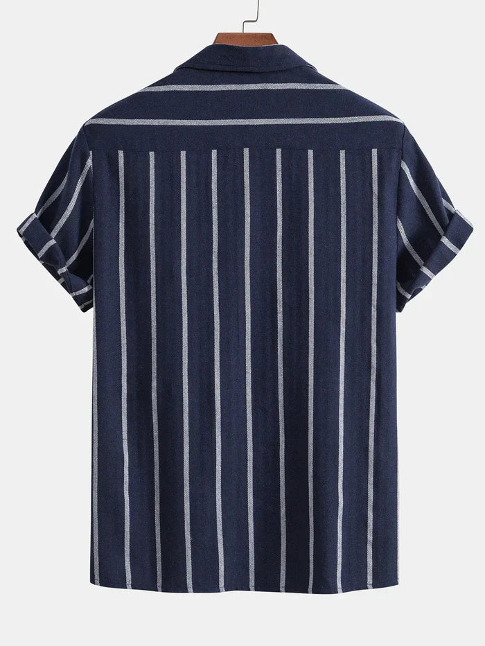 Conjunto de verano clásico para hombres con rayas | Camisa y pantalones cortos