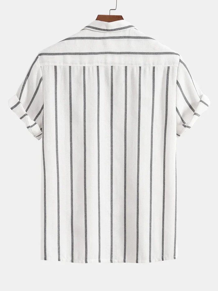 Conjunto de verano clásico para hombres con rayas | Camisa y pantalones cortos