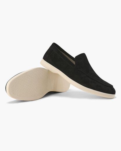 Kayden | Conjunto Todo Negro con Polo de Manga Larga, Pantalones y Mocasines de Ante