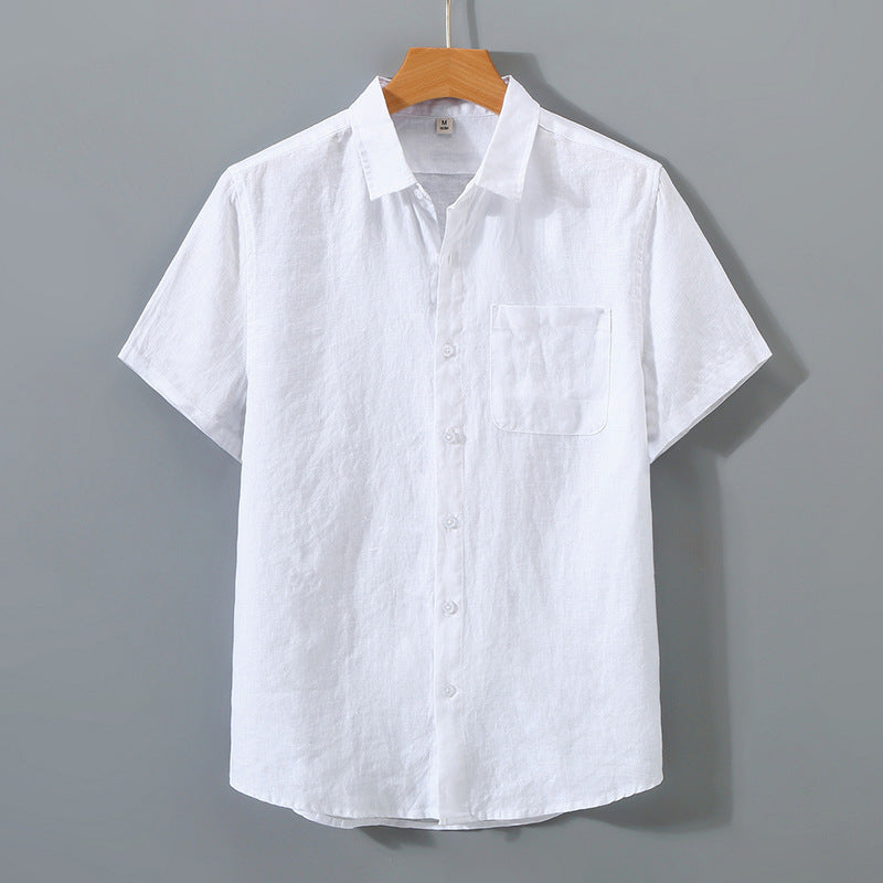 Isaiah | Camisa de lino de manga corta para hombres con bolsillo en el pecho