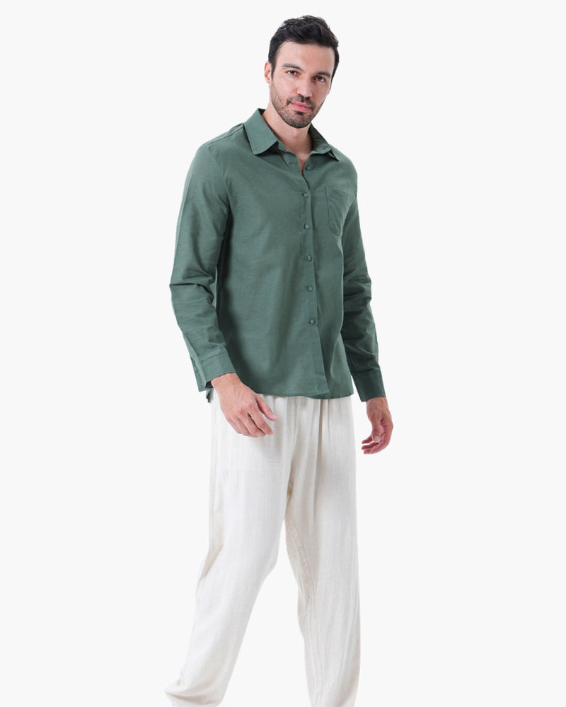 Kai | Camisa de lino de manga larga ligera para hombres en verano