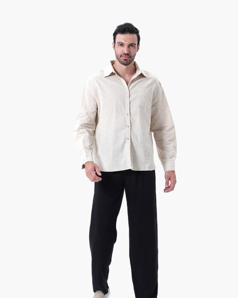 Christopher | Camisa de Manga Larga & Pantalón Conjunto de Lino para Hombre