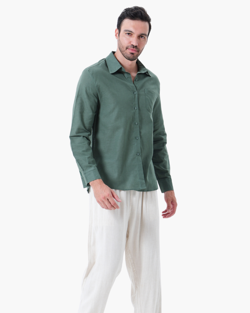 Christopher | Camisa de Manga Larga & Pantalón Conjunto de Lino para Hombre