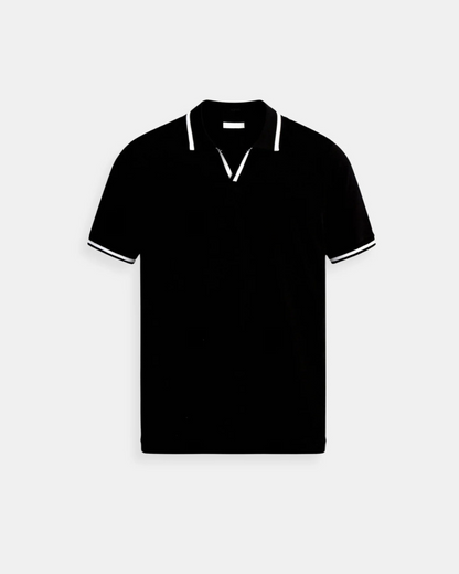 Polo de punto para hombre con acabados en contraste – Cuello abierto