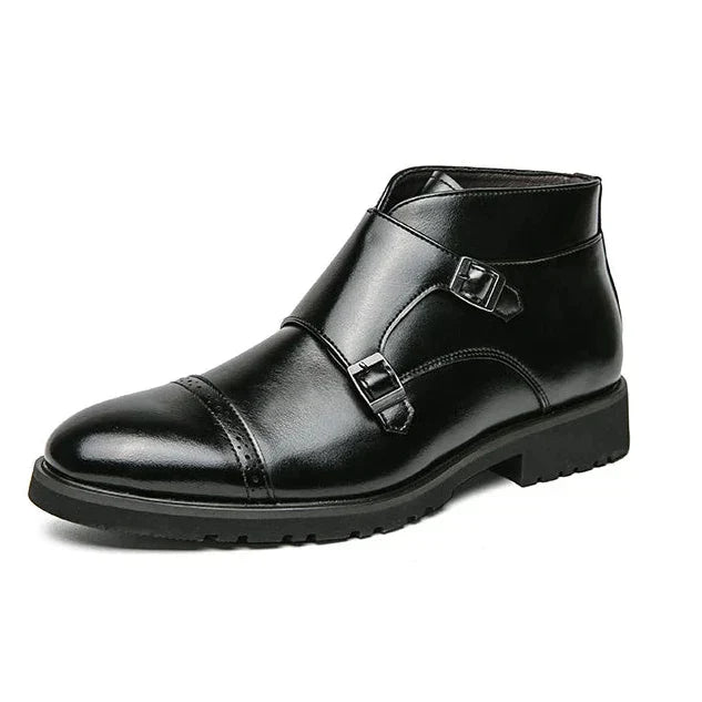 Parker | Faux Leather Double Monk Strap Boots