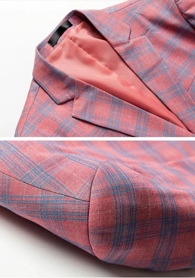 Guillano | Blazer de cuadros elegante en rosa