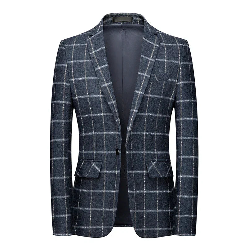 Milano | Blazer de cuadros elegante en azul oscuro