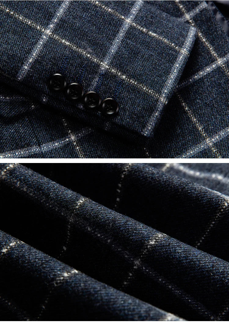 Milano | Blazer de cuadros elegante en azul oscuro