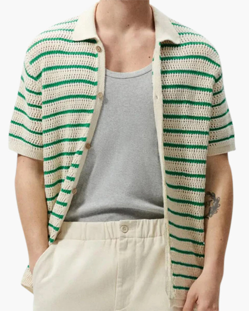 Weston | Camisa de verano de punto y ganchillo para hombre con botones
