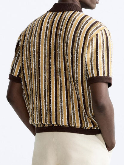 Camiseta polo de punto retro con estampado a rayas