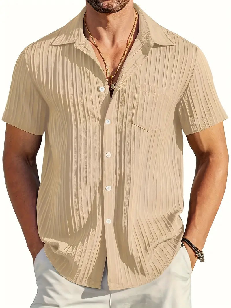 Ethan | Camisa de verano de manga corta con pliegues ligera