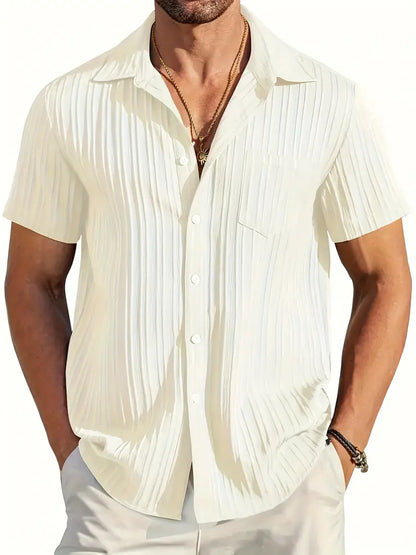 Ethan | Camisa de verano de manga corta con pliegues ligera