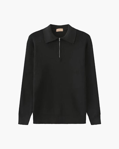 Aaron | Suéter de punto con media cremallera para hombres con cuello tipo polo