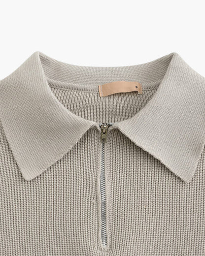Aaron | Suéter de punto con media cremallera para hombres con cuello tipo polo