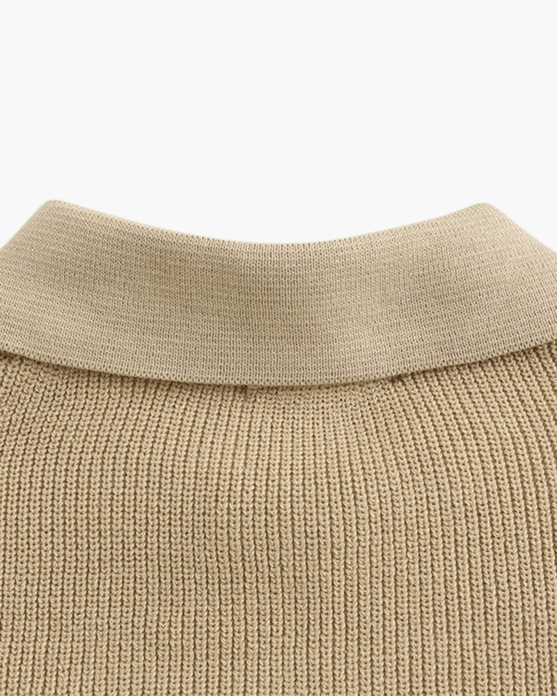Aaron | Suéter de punto con media cremallera para hombres con cuello tipo polo