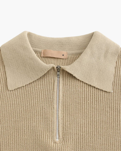 Aaron | Suéter de punto con media cremallera para hombres con cuello tipo polo