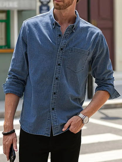Daniel | Camisa de mezclilla de manga larga informal con un look clásico