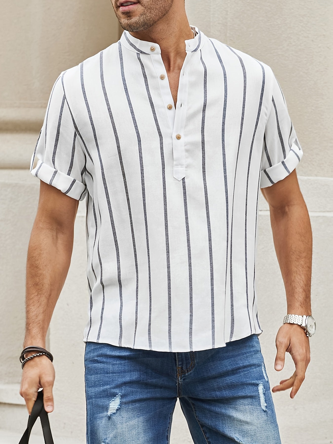 Samuel | Camisa de verano de manga corta con patrón de rayas