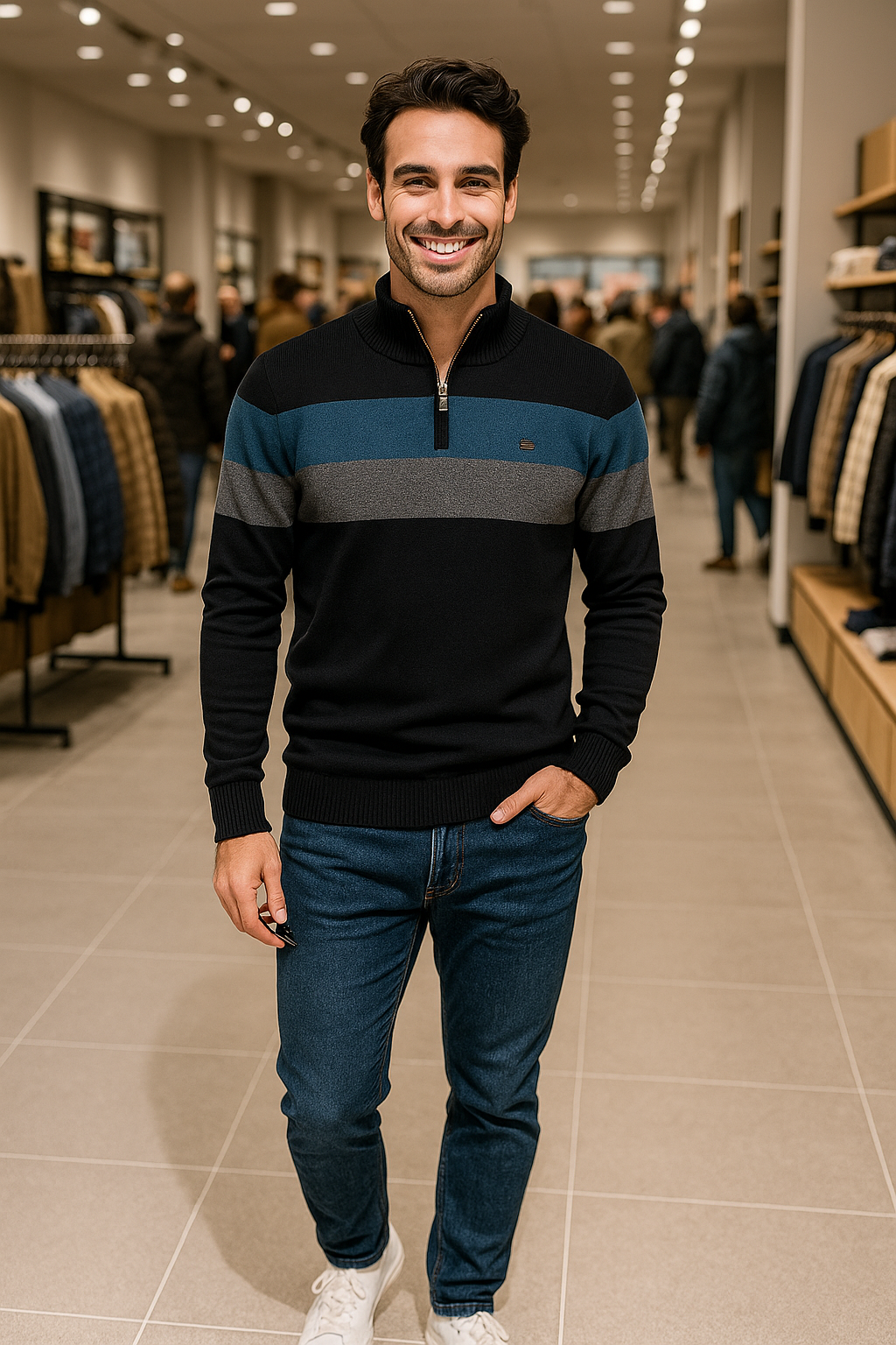 LENNOX – Warmer knitted jumper with zip for winter