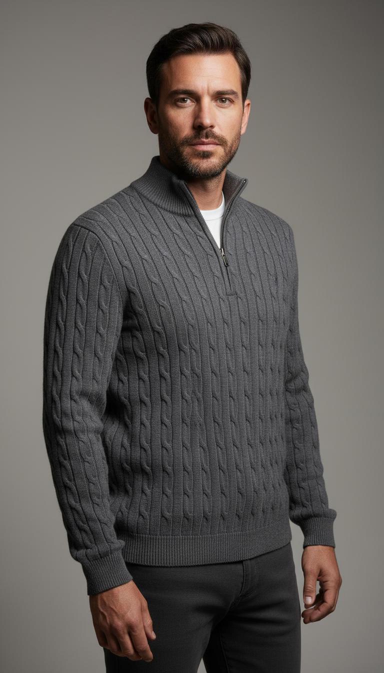 LineaCasa Trento Cable Knit Sweater With Zip Limited