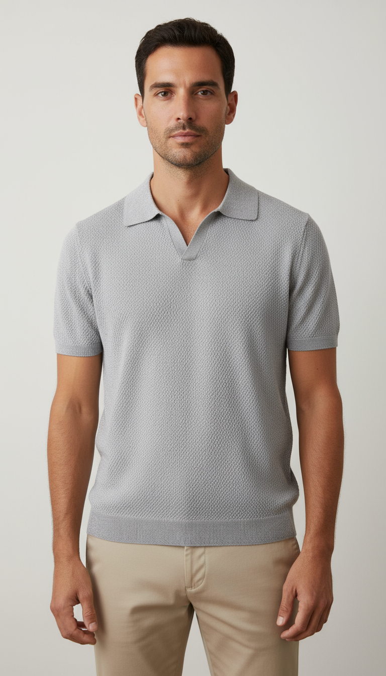 Moritz Lightweight Knit Polo Mens Blue M Exclusive