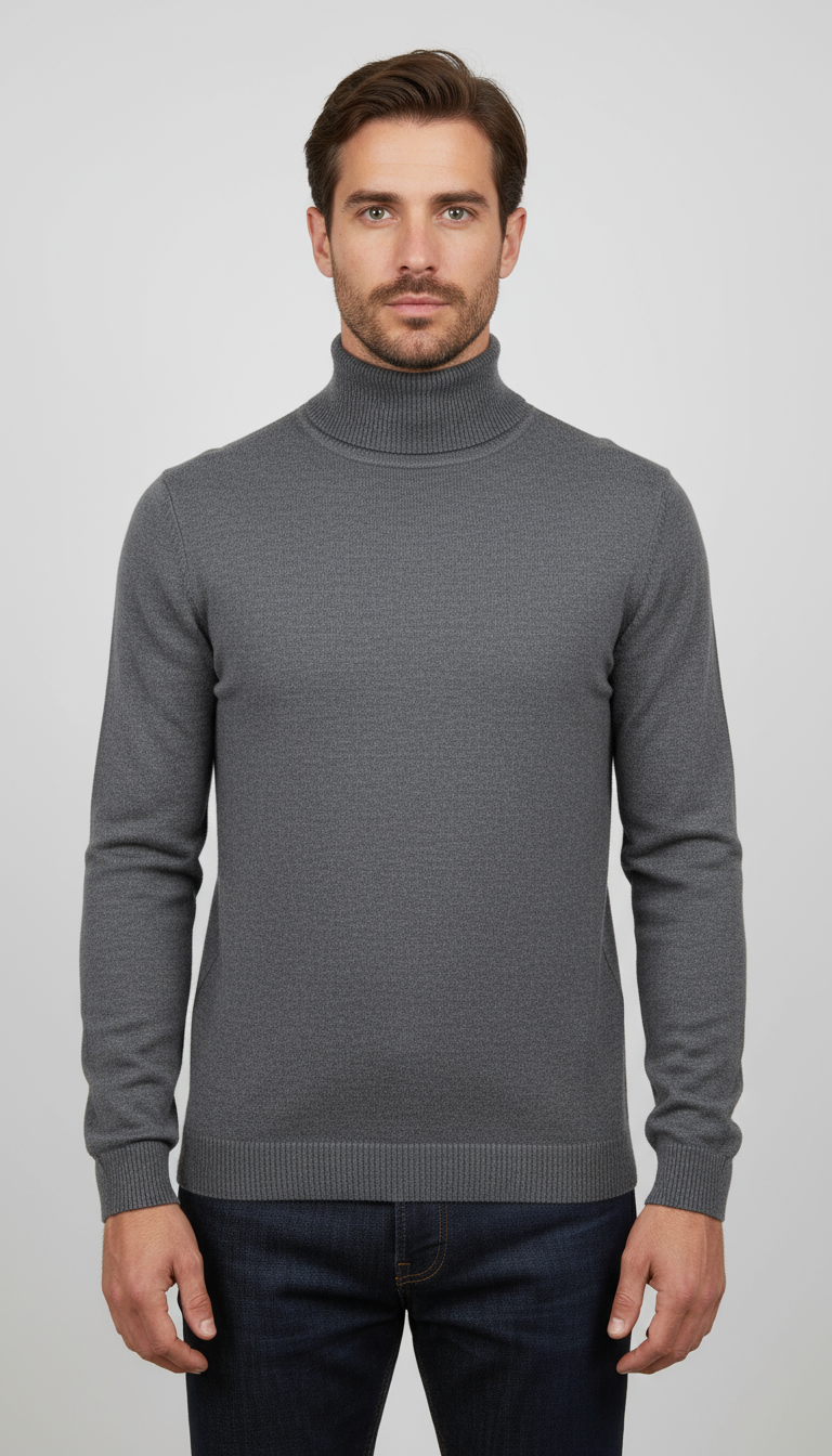 Cameron Slim Fit Fine Knit Roll-Neck Jumper Beige Limited