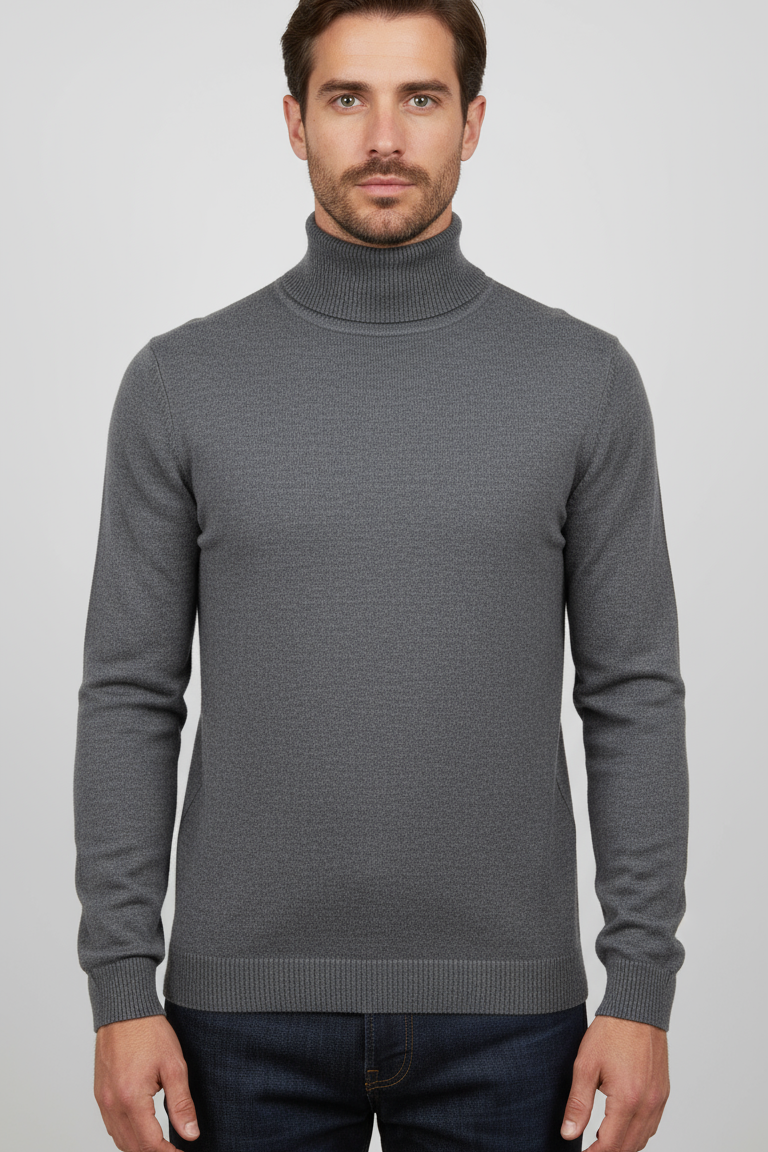 Cameron Slim Fit Fine Knit Roll-Neck Jumper Beige Limited