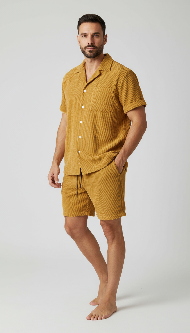 Ola Tropical Luxe Linen Shirt And Bermuda Shorts